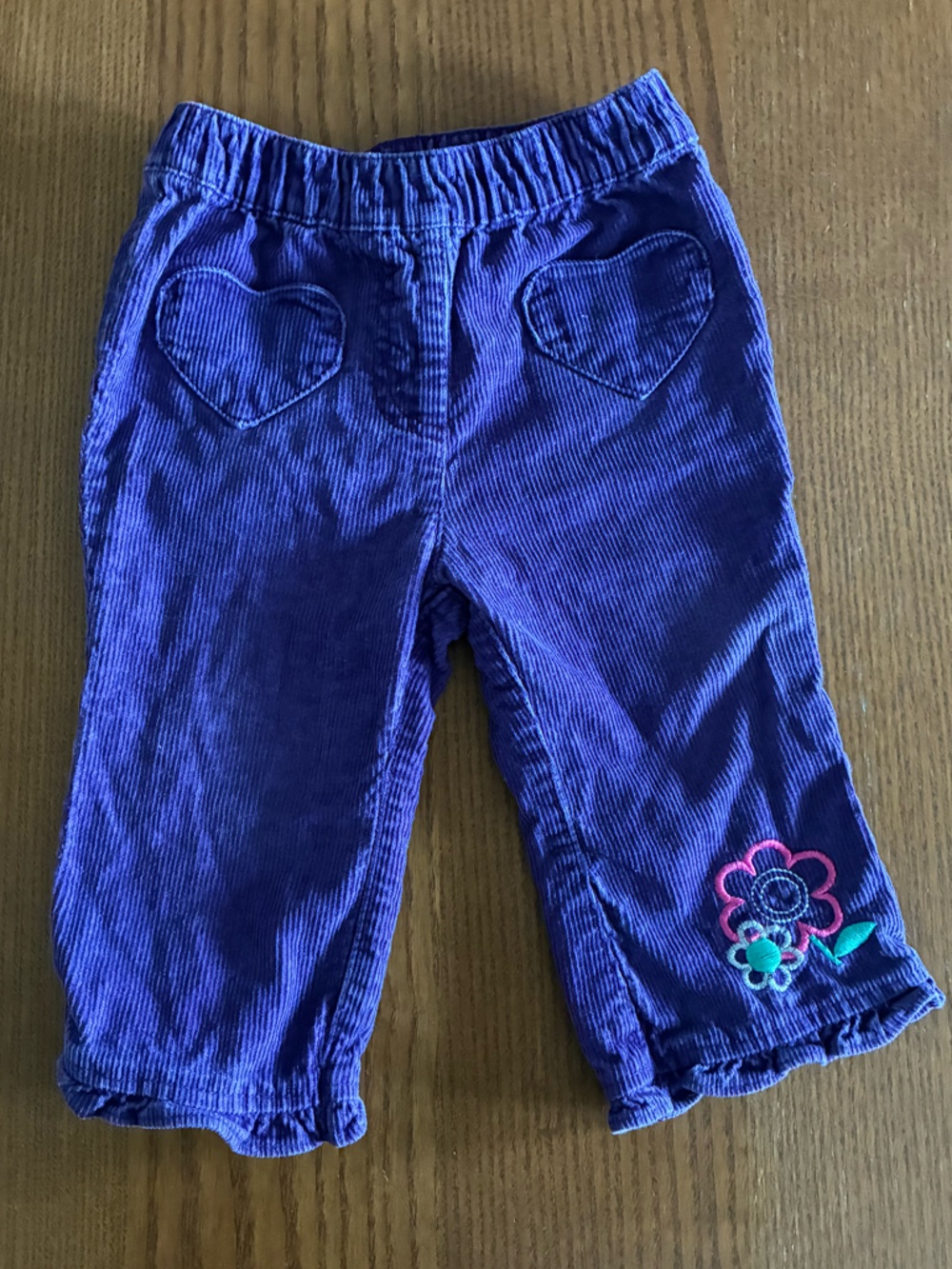 Purple Corduroy Flower Patch Pants